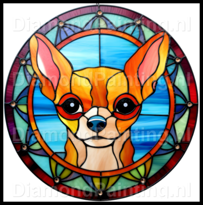 Diamond Painting Glas in lood Hond - Chihuahua 04