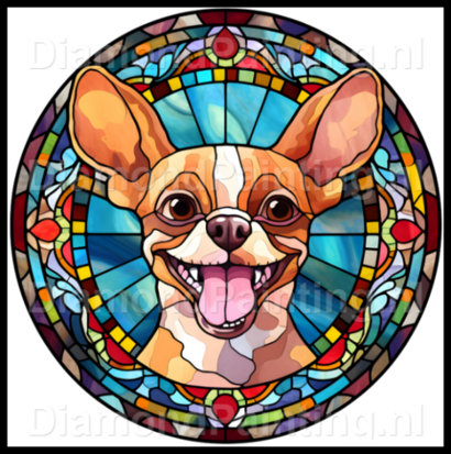 Diamond Painting Glas in lood Hond - Chihuahua 05