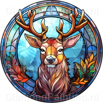 Diamond Painting Stained Glass Christmas Reindeer 01