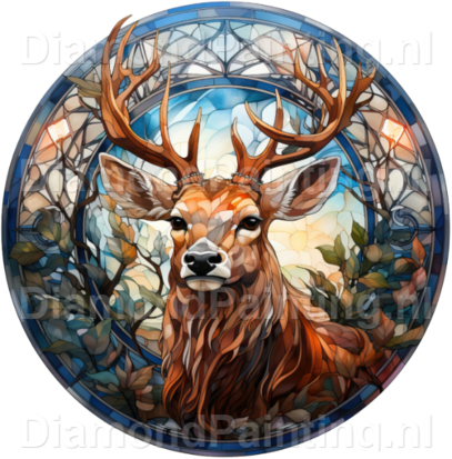 Diamond Painting Stained Glass Christmas Reindeer 02