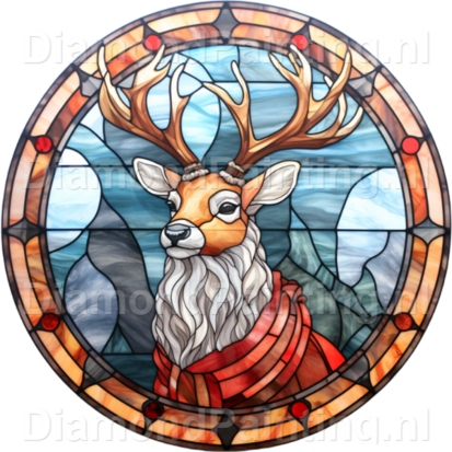 Diamond Painting Stained Glass Christmas Reindeer 04