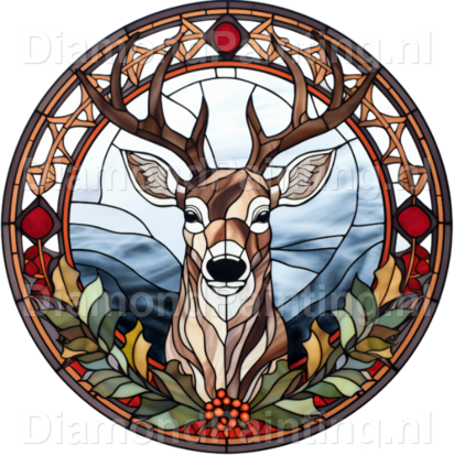 Diamond Painting Stained Glass Christmas Reindeer 06