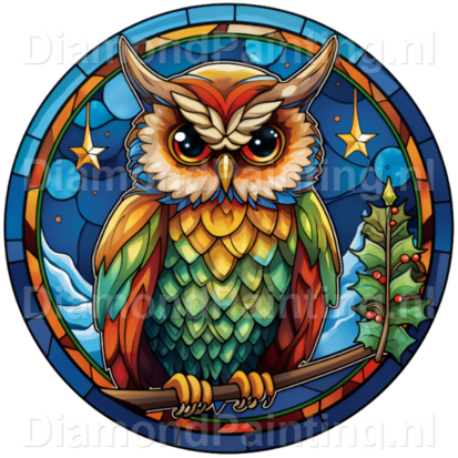 Diamond Painting Stained Glass Christmas Owl