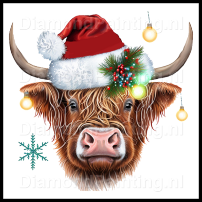 Diamond Painting Scottish Highland Cow Christmas 01