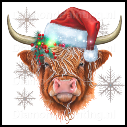Diamond Painting Scottish Highland Cow Christmas 03