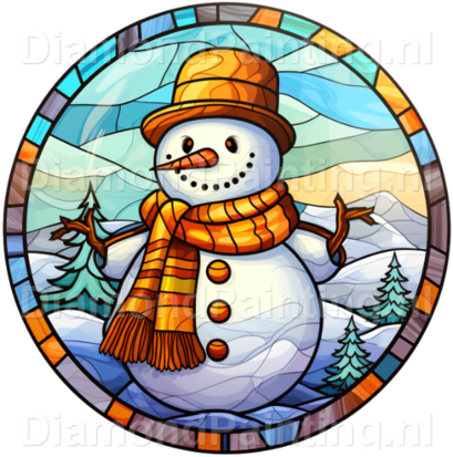 Diamond Painting Stained Glass Christmas Snowman 03