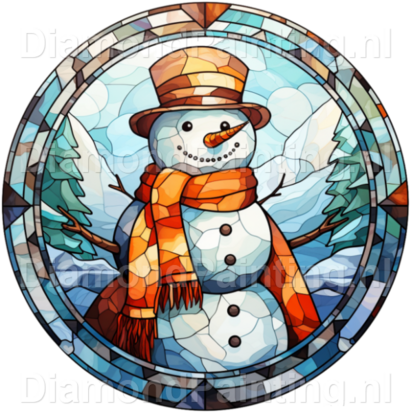 Diamond Painting Stained Glass Christmas Snowman 05