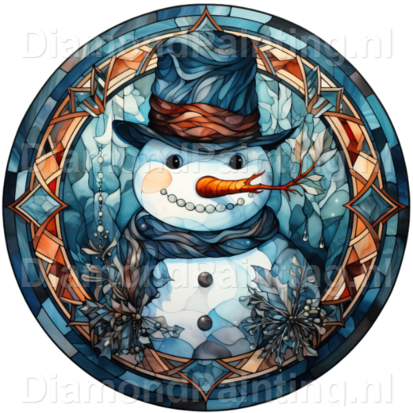 Diamond Painting Stained Glass Christmas Snowman 06