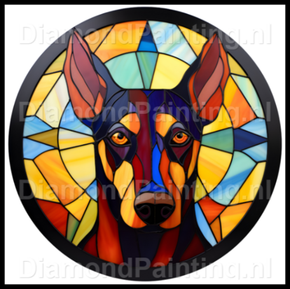Diamond Painting Stained Glass Dog - Doberman 01