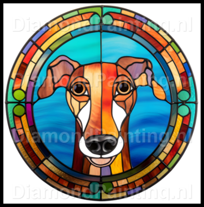 Diamond Painting Glas in Blei Hund - Greyhound 01