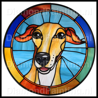 Diamond Painting Glas in lood Hond - Greyhound 02