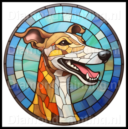 Diamond Painting Glas in lood Hond - Greyhound 03
