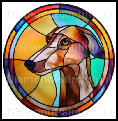 Diamond Painting Glas in lood Hond - Greyhound 04