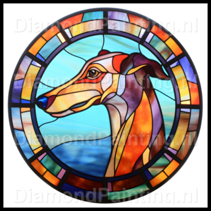 Diamond Painting Stained Glass Dog - Greyhound 05