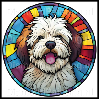 Diamond Painting Stained Glass Dog - Havanese 03