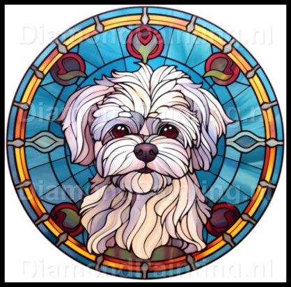 Diamond Painting Stained Glass Dog - Maltese 03