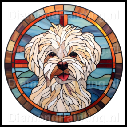 Diamond Painting Stained Glass Dog - Maltese 04