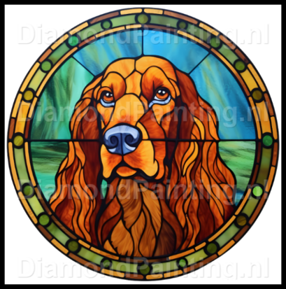 Diamond Painting Stained Glass Dog - Irish Setter 02