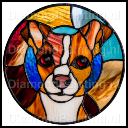 Diamond Painting Stained Glass Dog - Jack Russell 02