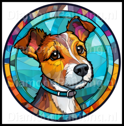 Diamond Painting Stained Glass Dog - Jack Russell 04