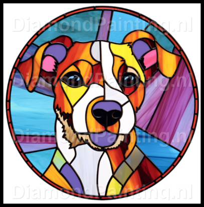Diamond Painting Stained Glass Dog - Jack Russell 05