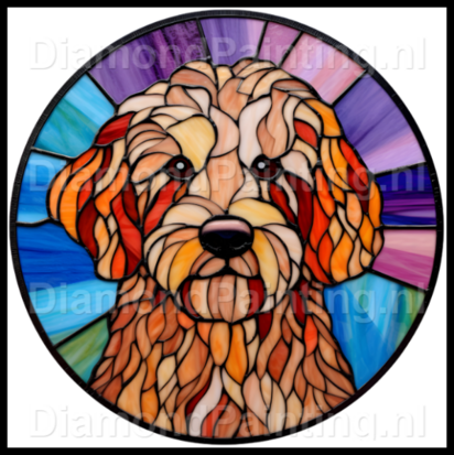 Diamond Painting Stained Glass Dog - Labradoodle 02