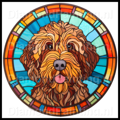 Diamond Painting Stained Glass Dog - Labradoodle 04