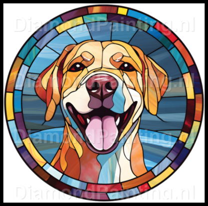 Diamond Painting Glas in lood Hund - Labrador Retriever 01