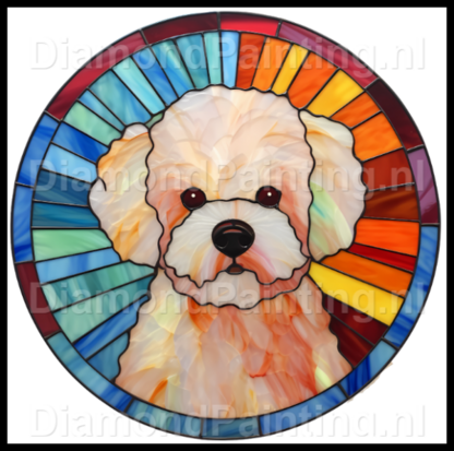 Diamond Painting Glas im Bleiglasstil Hund - Bichon Frise 01