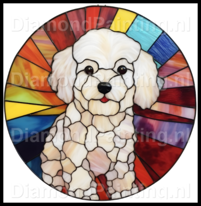 Diamond Painting Glas im Bleiglasstil Hund - Bichon Frise 02