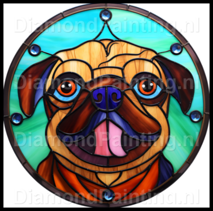 Diamond Painting Stained Glass Dog - Pug 01