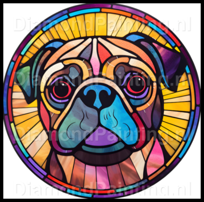 Diamond Painting Stained Glass Dog - Pug 02