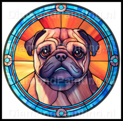 Diamond Painting Stained Glass Dog - Pug 04