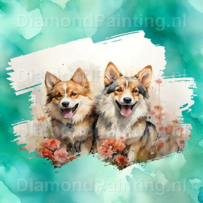 Diamond Painting Aquarell Hund - Akita 01