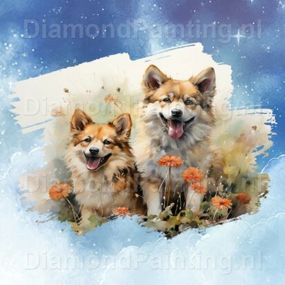 Diamond Painting Watercolor Dog - Akita 02