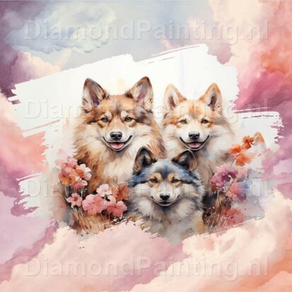 Diamond Painting Aquarell Hund - Akita 03