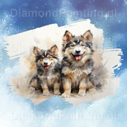 Diamond Painting Aquarell Hund - Alaska Malamute 01