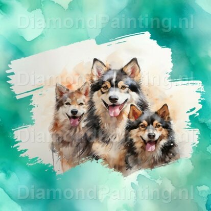 Diamond Painting Aquarell Hund - Alaska Malamute 03