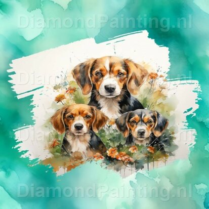 Diamond Painting Watercolor Dog - Beagle 01