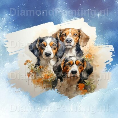 Diamond Painting Aquarel Hond - Beagle 03