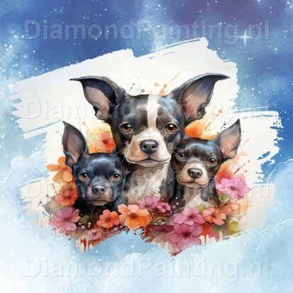 Diamond Painting Watercolor Dog - Boston Terrier 02