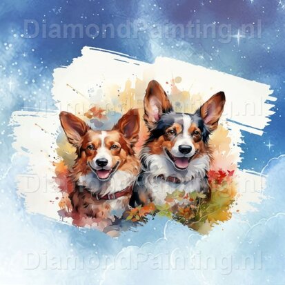 Diamond Painting Watercolor Dog - Corgi 01
