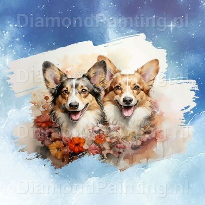 Diamond Painting Watercolor Dog - Corgi 03