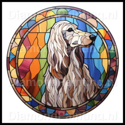 Diamond Painting Stained Glass Dog - Afghan Hound 01