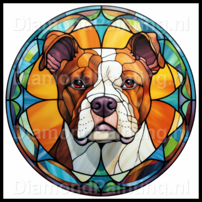 Diamond Painting Stained Glass Dog - American Staffordshire Terrier 01