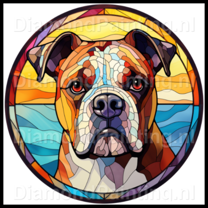 Diamond Painting Stained Glass Dog - American Bulldog 01