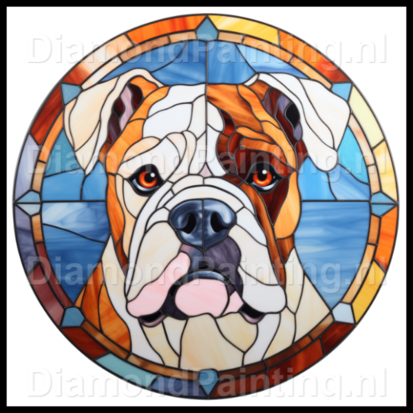 Diamond Painting Glas im Bleiglasstil Hund - Amerikanischer Bulldogge 02