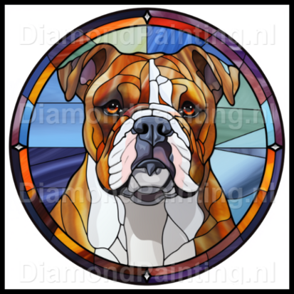 Diamond Painting Glas im Bleiglasstil Hund - Amerikanischer Bulldogge 03