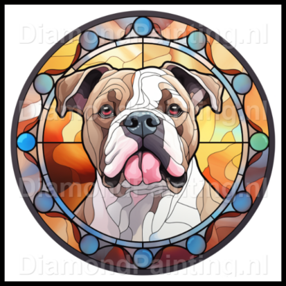 Diamond Painting Stained Glass Dog - American Bulldog 04