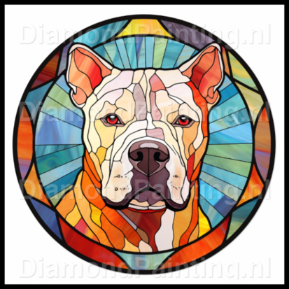 Diamond Painting Bleiglas Hund - Argentinischer Hund 01